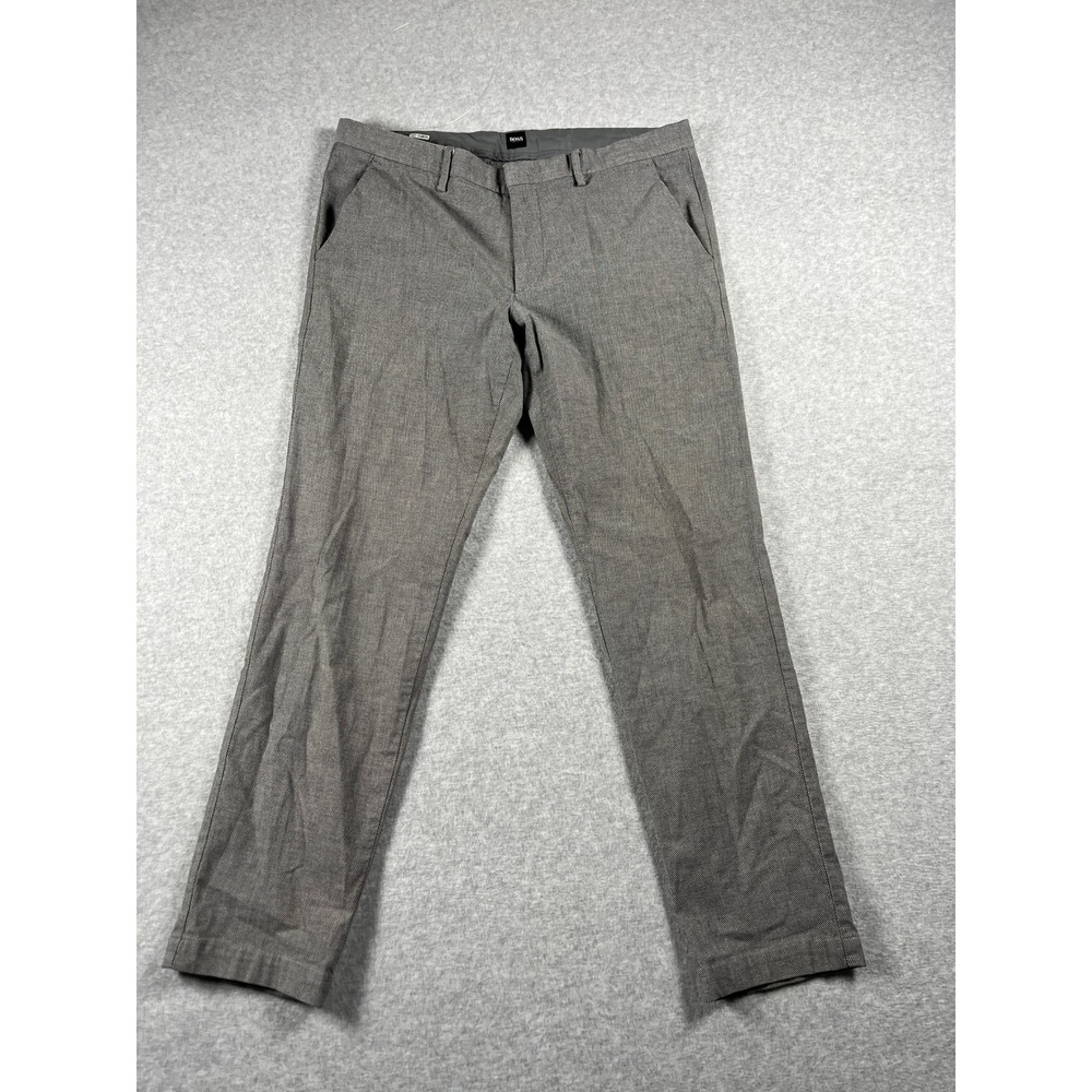 Hugo Boss Slim Fit Dress Pants Men 34R Grey Business Office Performance Stretch